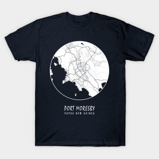 Port Moresby, Papua New Guinea City Map - Full Moon T-Shirt